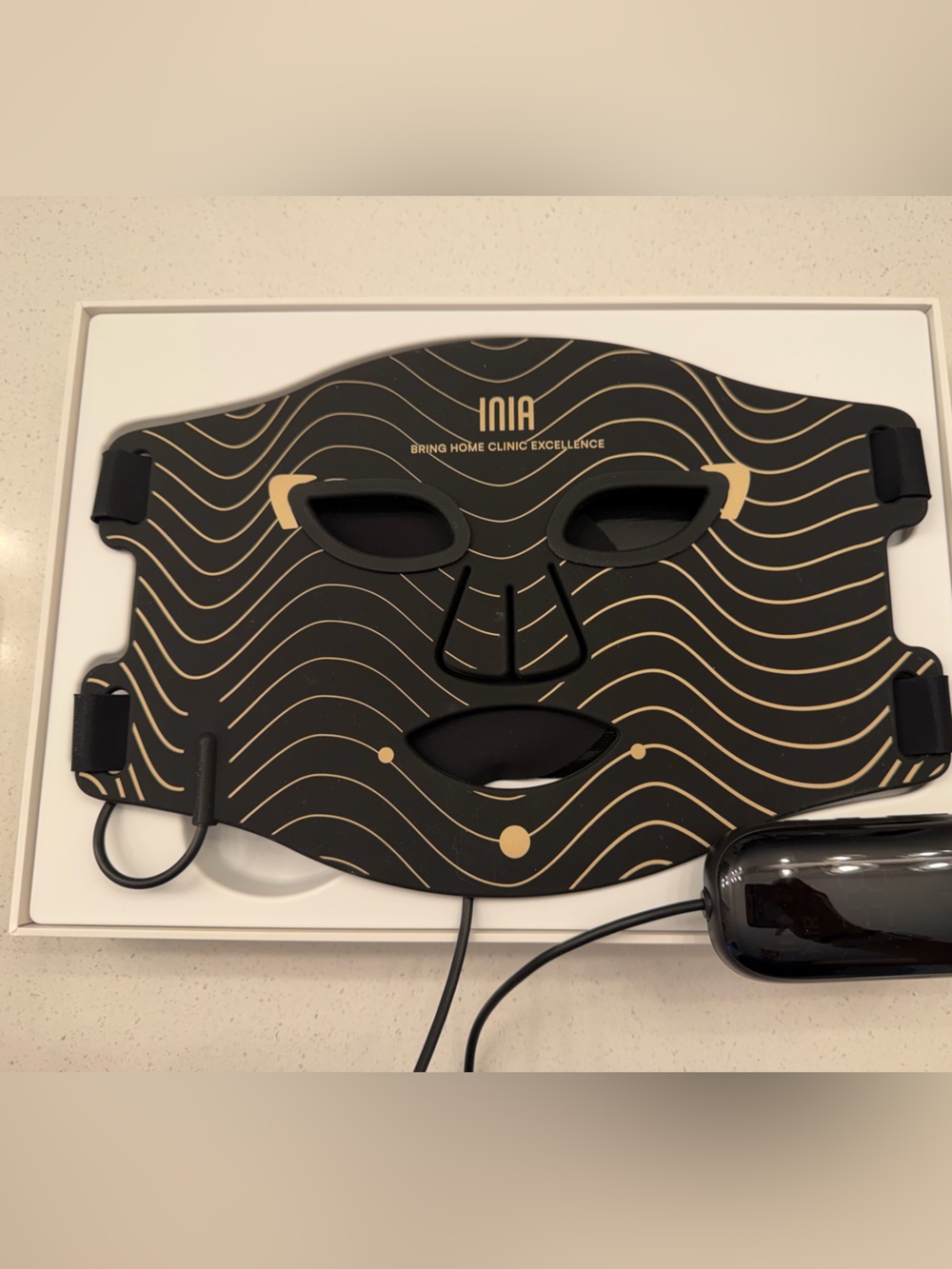 INIA Black & Gold LED Facial Mask for Women - Home Skincare Device